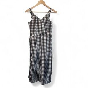 Gingham Plaid Sleeveless Belted Jumpsuit Size Small Casual Boho Lightweight